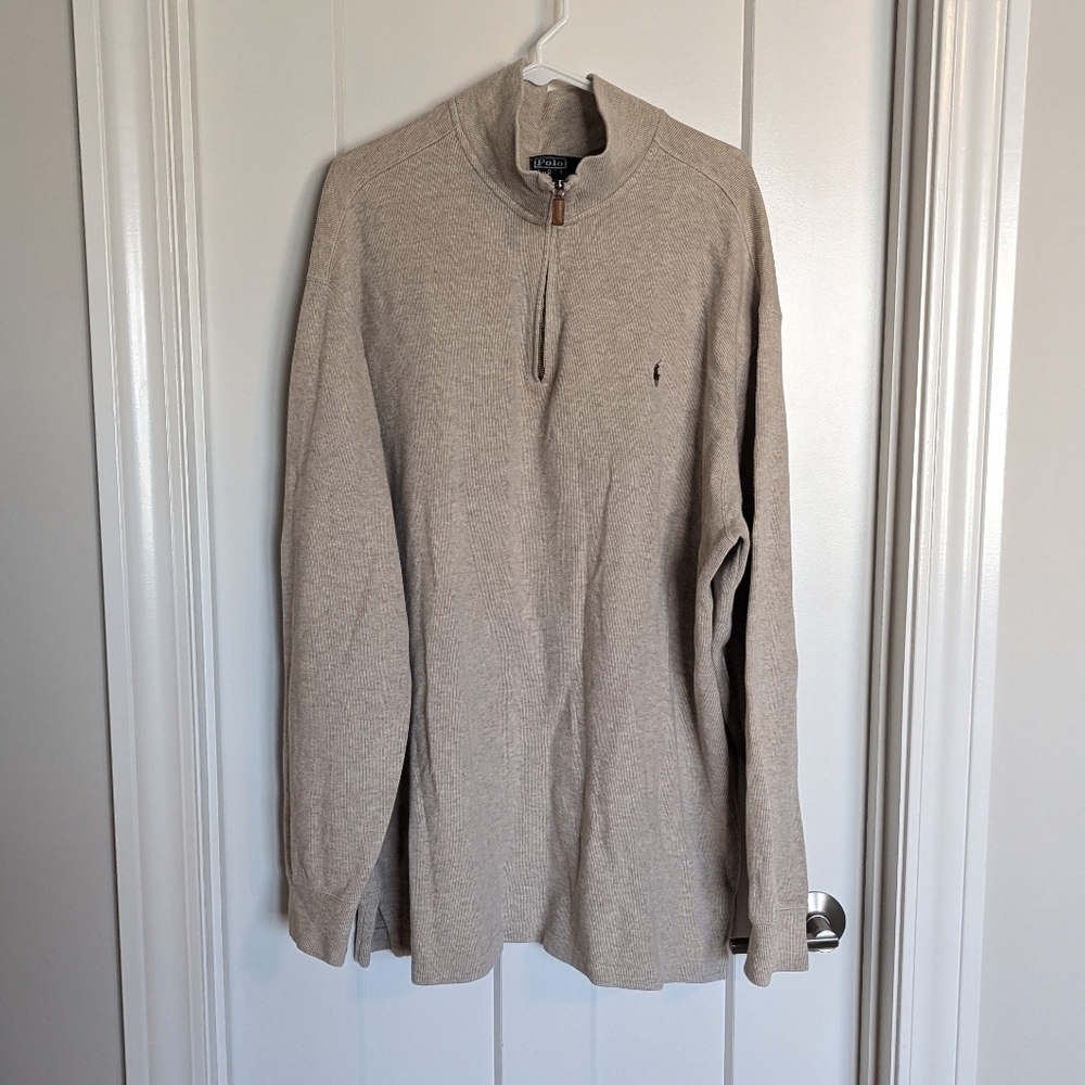 Polo Ralph Lauren Oatmeal Estate Rib Quarter Zip sz XL Tall